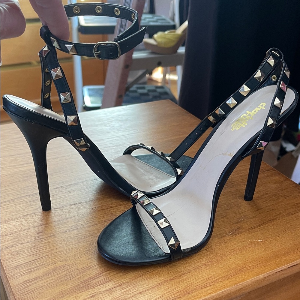 Charlotte Russe Black strapped Studded Heels